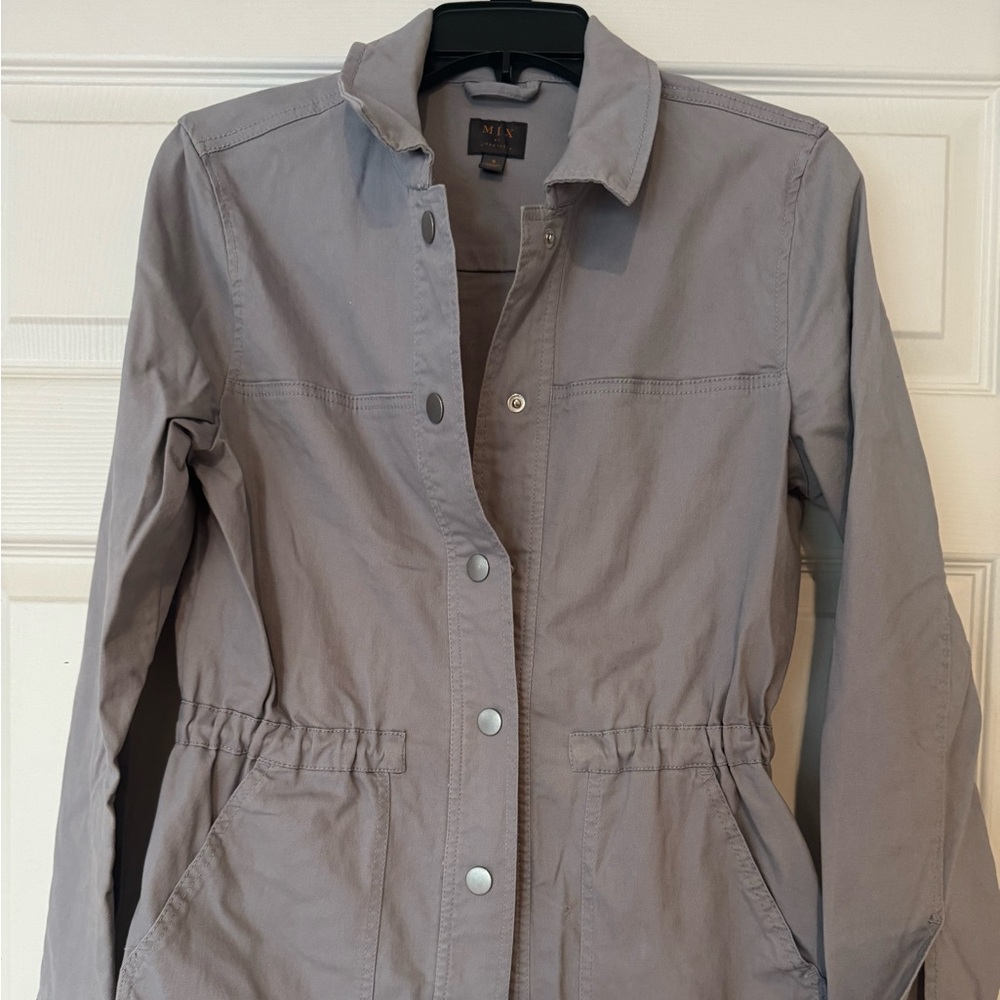 Mi Gray Utility Jacket with Adjustable Waist
